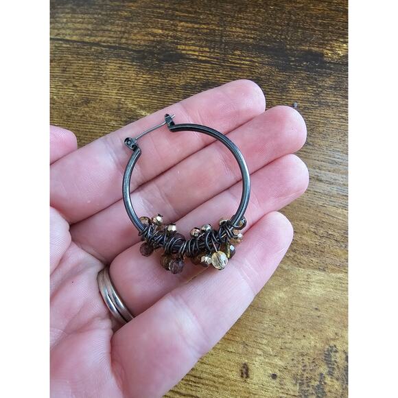 Coldwater Creek Ombre Sparkle Blue/Purple Crystal Hoop Earrings - Picture 3 of 3